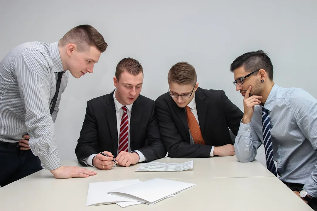 business team working on legal documents