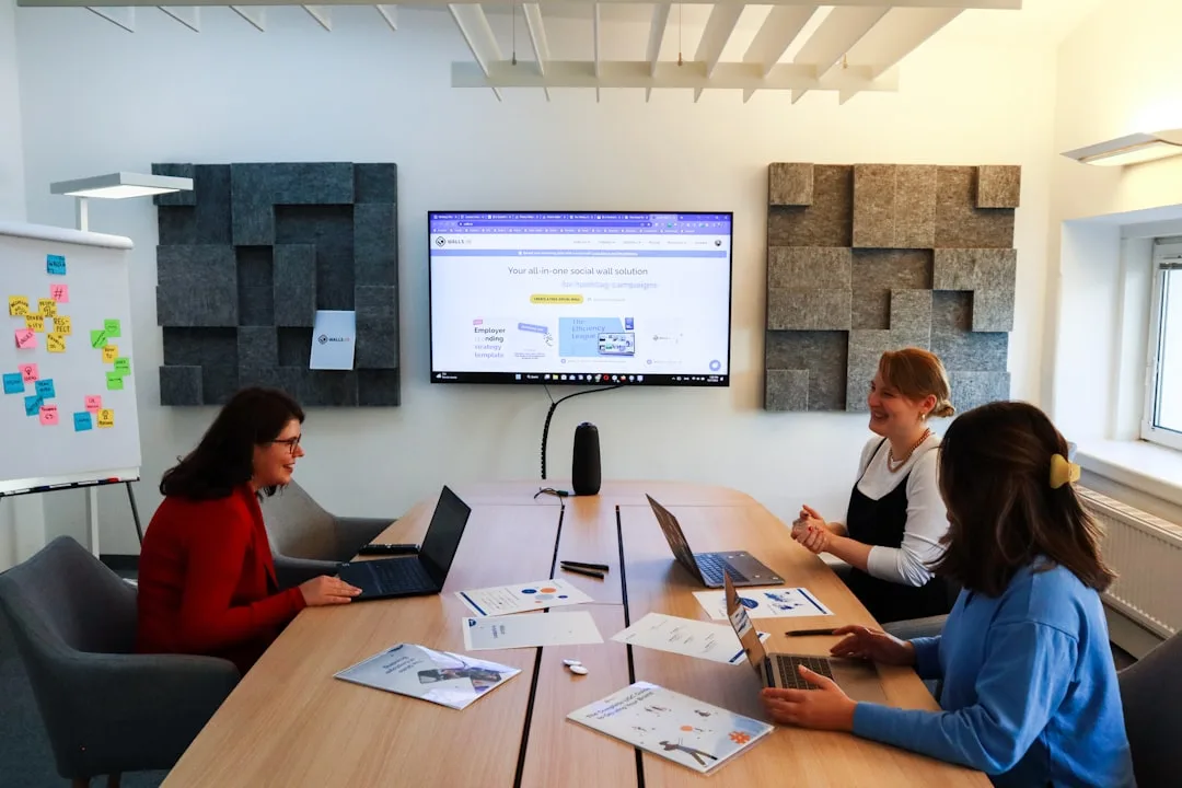 business team working together on presentation