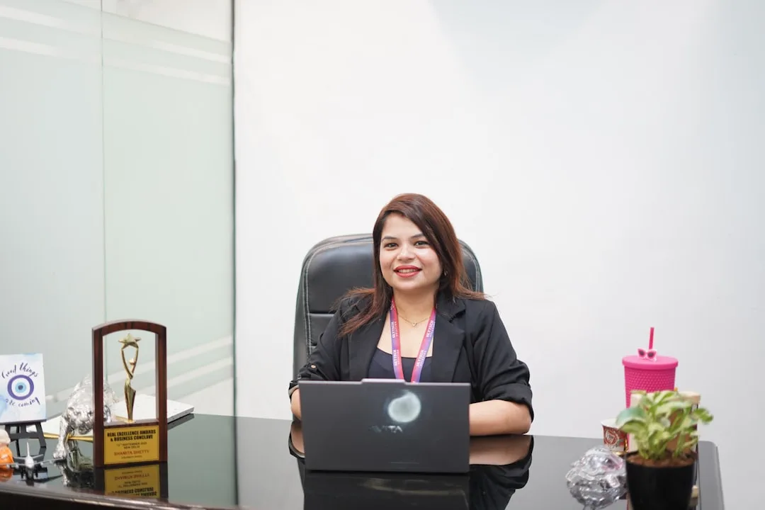 woman giving presentation online