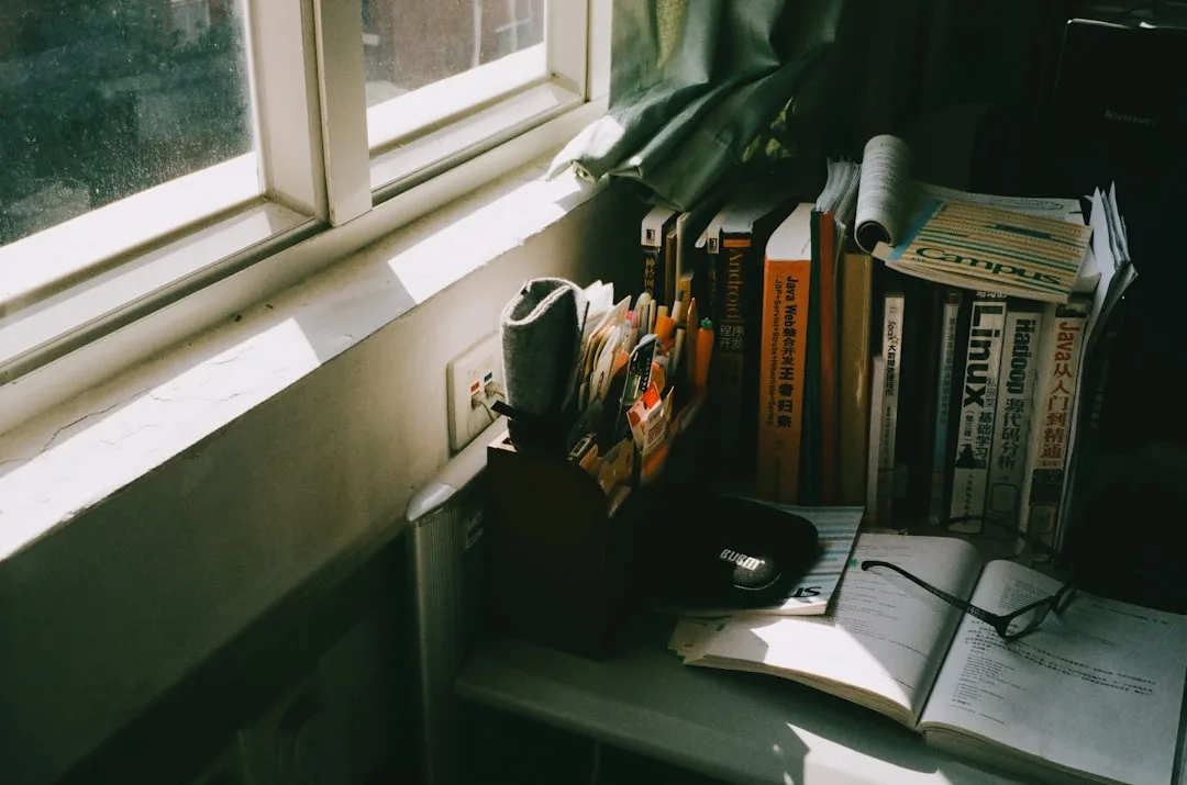 focused reader at desk